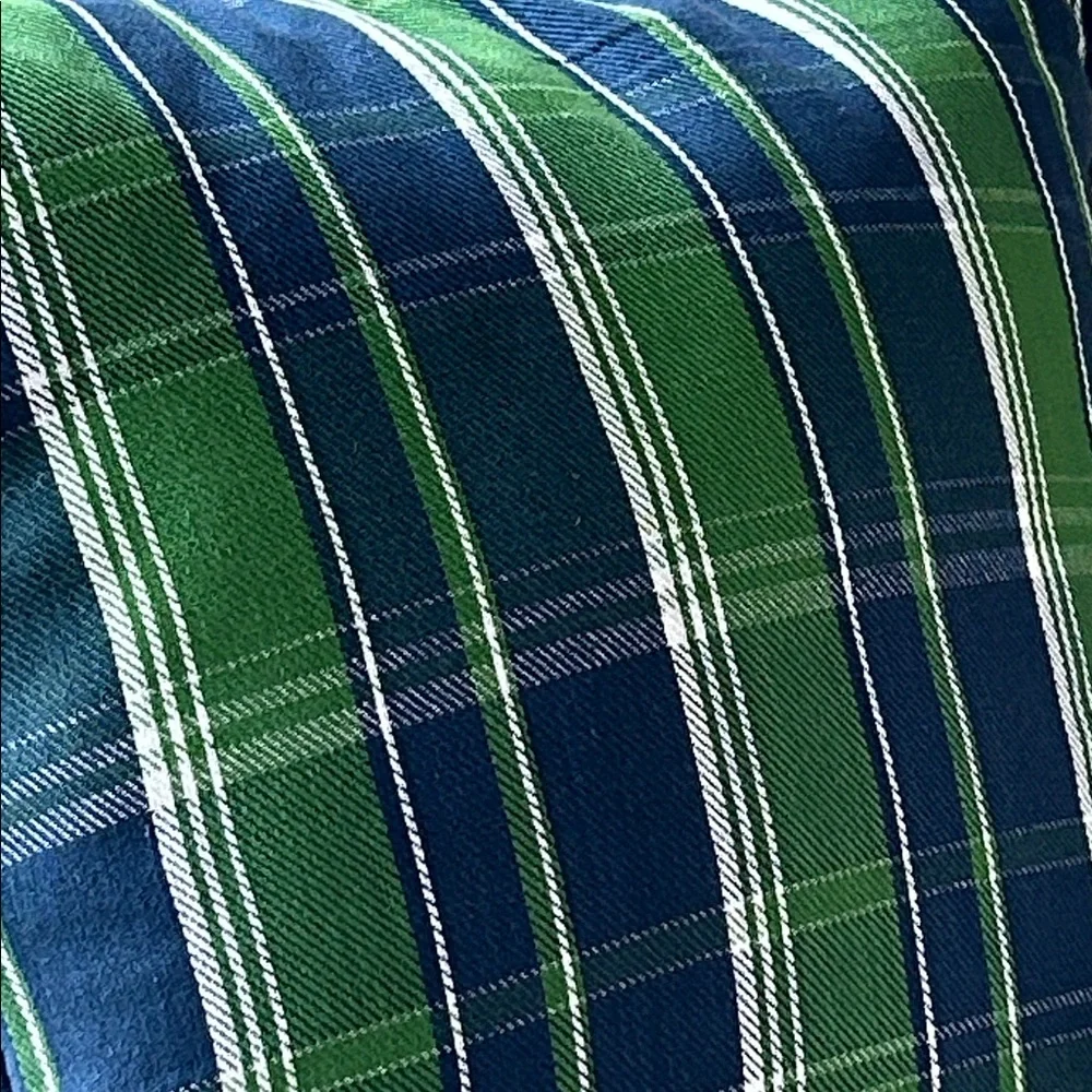 Plaid Green and Blue Throw Pillow